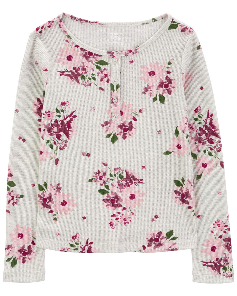 Kid Floral Waffle Knit Long-Sleeve Tee, image 1 of 3 slides