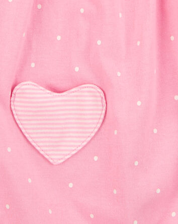 Baby Girl Heart Short-Sleeve Cotton Romper - Pink, 
