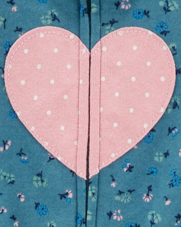 Toddler 1-Piece Heart 100% Snug Fit Cotton Footie Pajamas, 