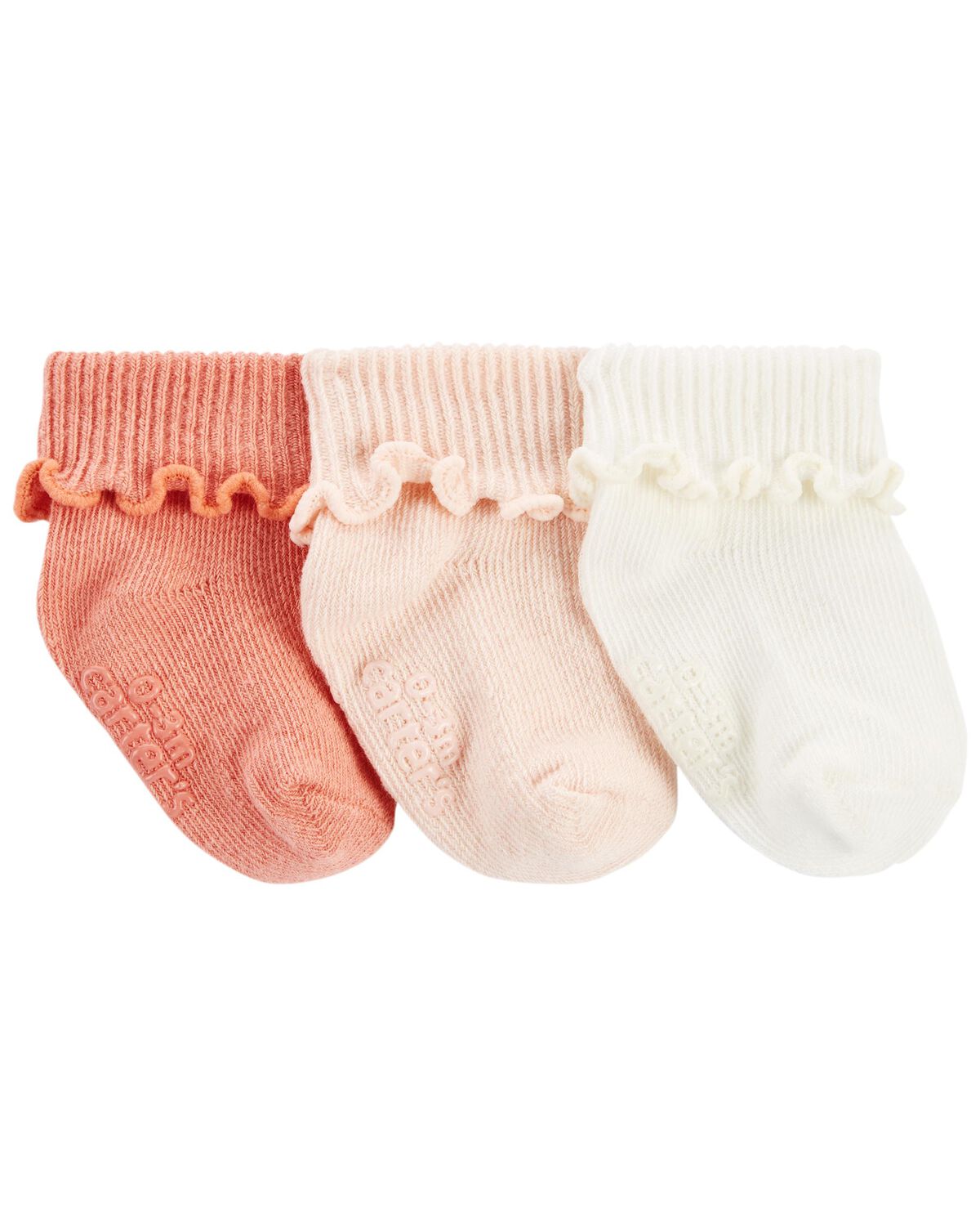Pink/White Baby 3Pack Ribbed Booties