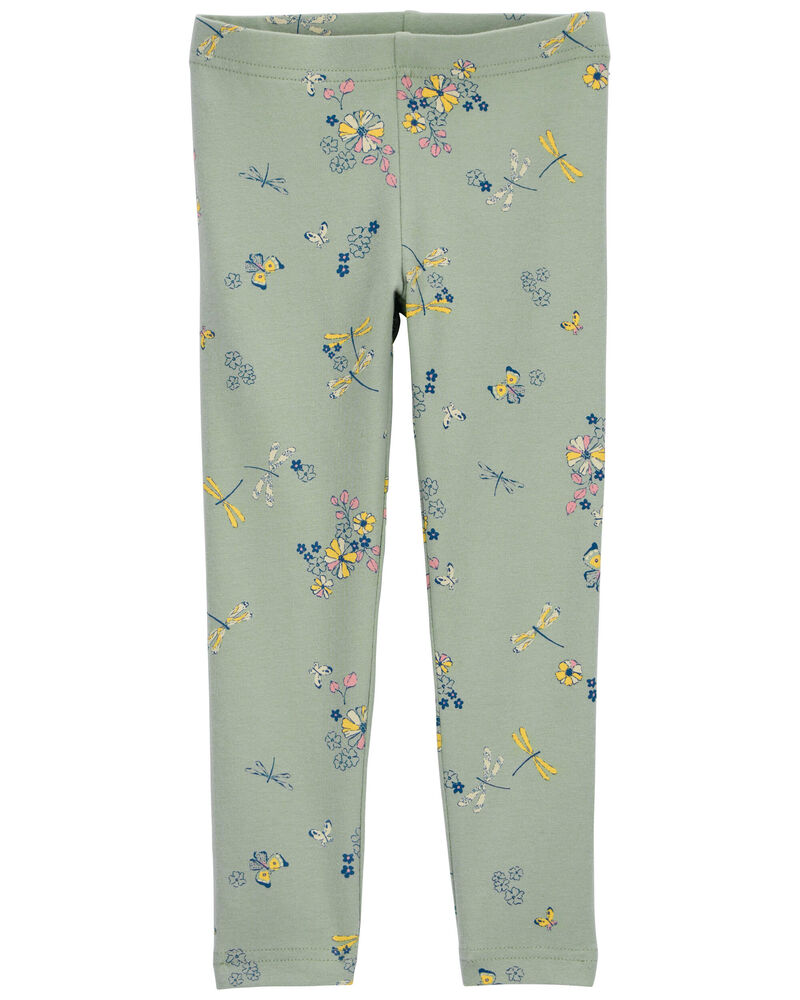 Toddler Floral Print Stretch Leggings, image 1 of 4 slides