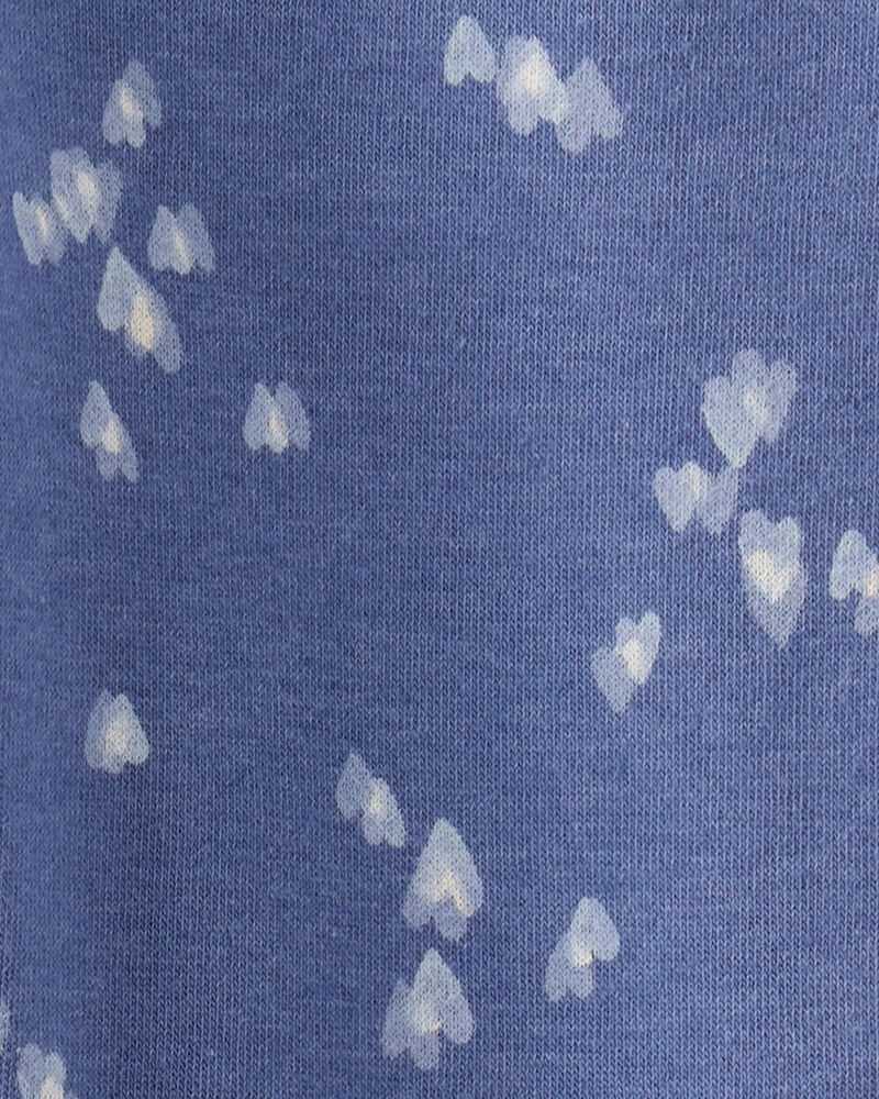 Toddler Girl Heart Print Fleece Drawstring Joggers - Blue, image 3 of 4 slides