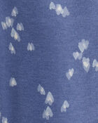 Toddler Girl Heart Print Fleece Drawstring Joggers - Blue, image 3 of 4 slides