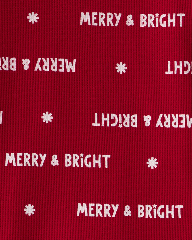 Kid Merry & Bright Christmas Cotton Long-Sleeve 2-Piece Pajamas - Red, image 2 of 3 slides