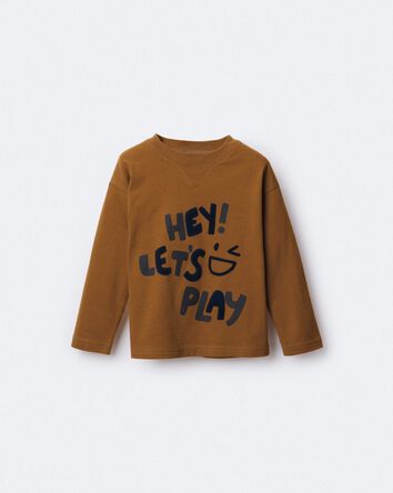 Toddler 'Hey! Let's Play' Long-Sleeve Graphic Tee - Cinnamon, 