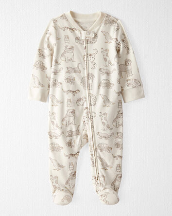 Baby Organic Cotton Animal-Print Sleep & Play Pajamas, 