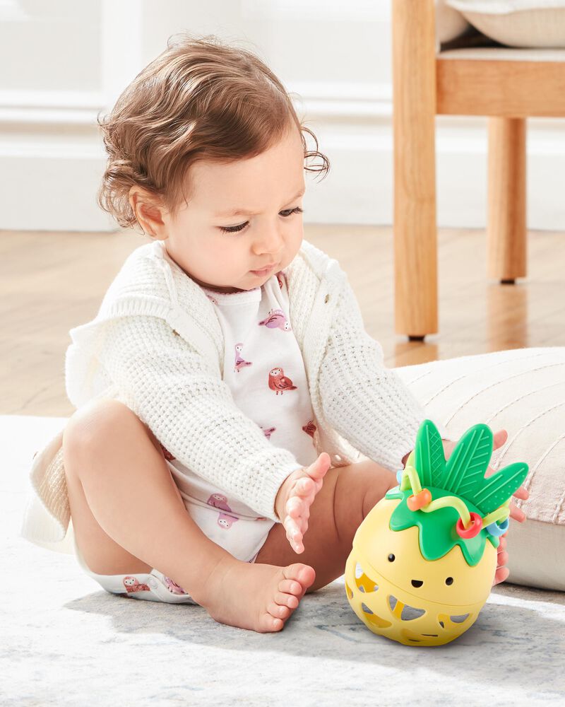 Farmstand Roll-Around Pineapple Rattle Baby Toy, image 2 of 2 slides