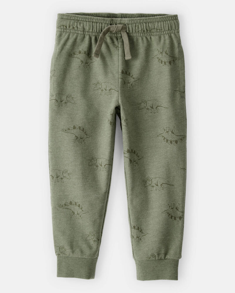 Toddler Boy Dinosaur French Terry Jogger - Green, image 1 of 4 slides