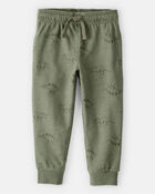 Toddler Boy Dinosaur French Terry Jogger - Green, image 1 of 4 slides