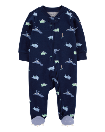 Baby Dinosaur 2-Way Zip Cotton Sleep & Play Pajamas, 