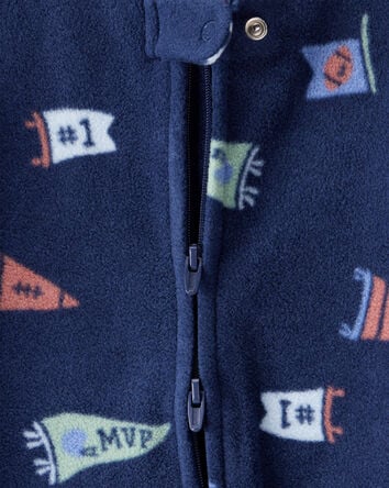 Baby Boy Sports Print Loose Fit Long-Sleeve Sleep & Play - Navy Blue, 