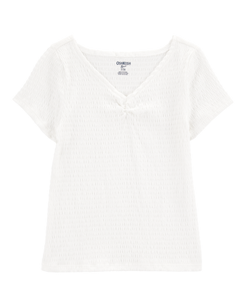 Kid Short-Sleeve Crinkle Top - White, 