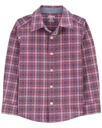 Plaid Button-Front Shirt, 