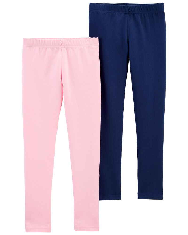 Kid 2-Pack Light Pink & Navy Leggings, image 1 of 1 slides