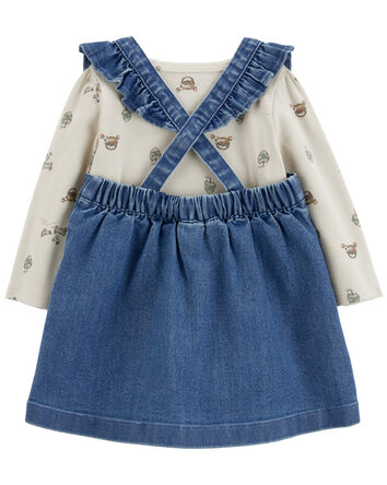 Baby 3-Piece Bodysuit & Denim Jumper Set, 