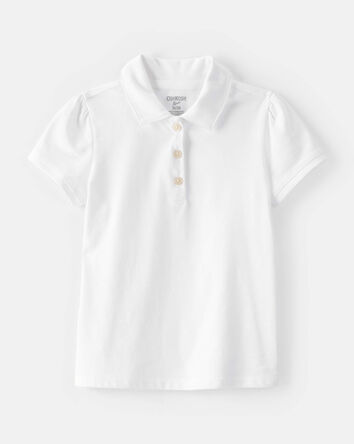 Toddler Pique Uniform Polo Shirt -  White, 