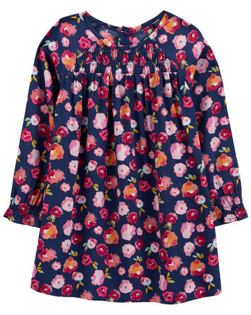 Toddler Navy Flower Babydoll Dress, 