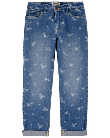 Kid Floral Print Iconic Denim Mom Jeans, 