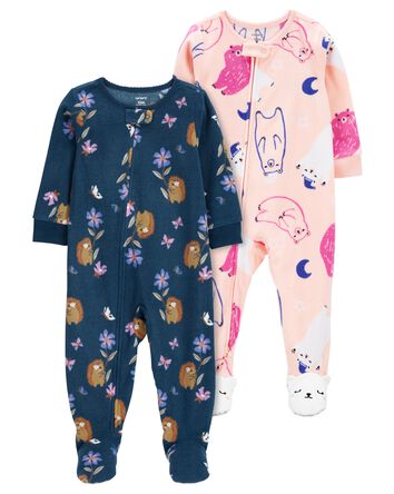 Toddler 2-Pack 1-Piece Fleece Footie Pajamas, 