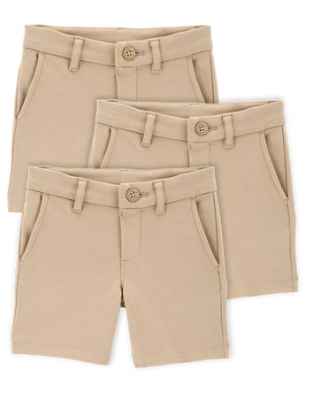 Toddler 3-Pack Ponte Knit Uniform Shorts - Khaki, 