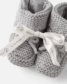 Baby Organic Cotton Crochet Booties in Gray, image 2 of 5 slides