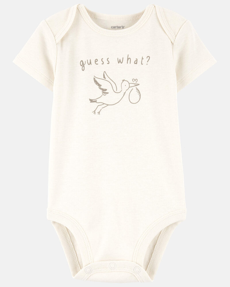 Baby Pregnancy Announcement Cotton Short-Sleeve Graphic Bodysuit - White, image 1 of 3 slides