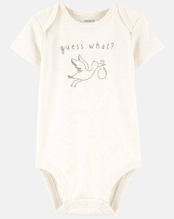 Baby Pregnancy Announcement Cotton Short-Sleeve Graphic Bodysuit - White, 