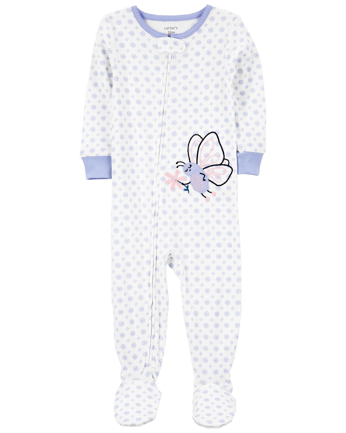 Blue Toddler 1Piece Butterfly 100 Snug Fit Cotton Footie Pajamas