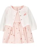 Pink - Baby 2-Piece Bodysuit Dress & Cardigan Set