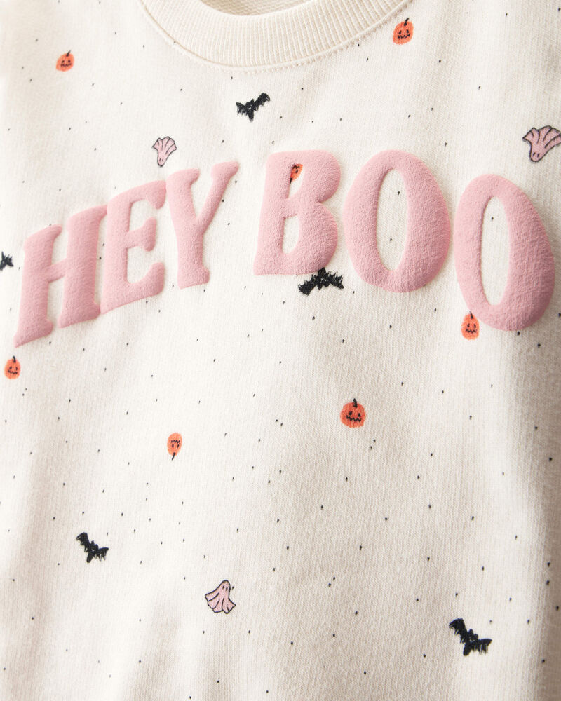 Toddler 2-Piece Hey Boo Halloween Outfit Set - Cream, image 2 of 4 slides
