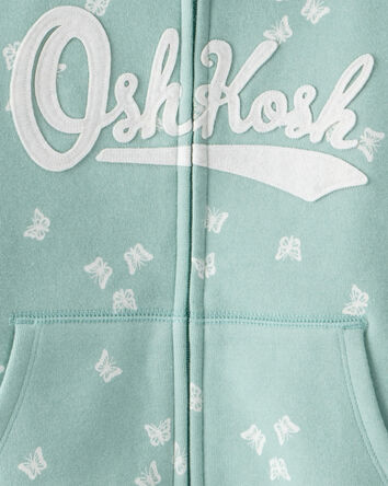 Girls Butterfly Print DayDream Fleece Jacket - Green, 