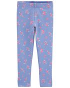 Baby Floral-Print Stretch Leggings - Blue, image 1 of 3 slides