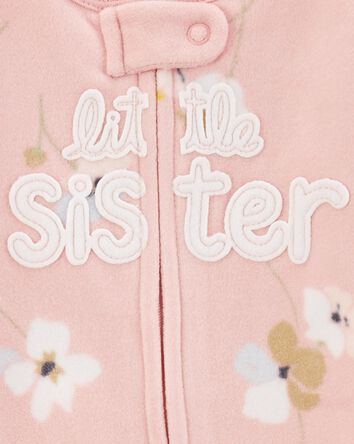 Baby Little Sister Zip-Up Fleece Sleep & Play Pajamas, 