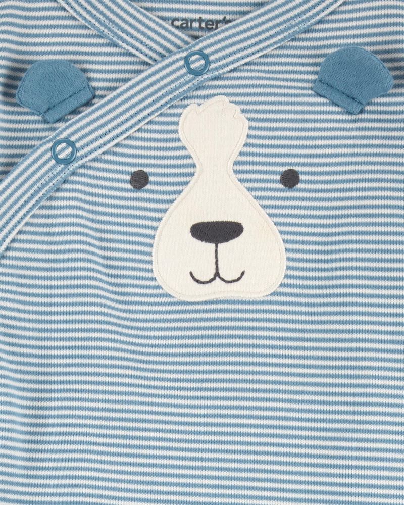 Baby Striped Dog Side-Snap Cotton Sleep & Play Pajamas, image 2 of 4 slides