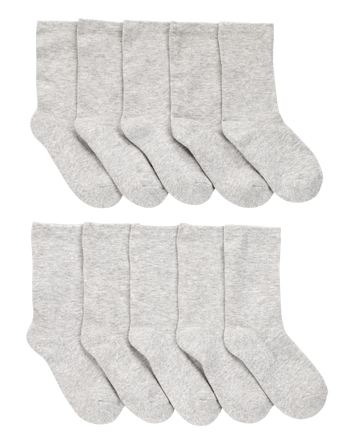 Kid 10-Pack Crew Socks - Grey, 