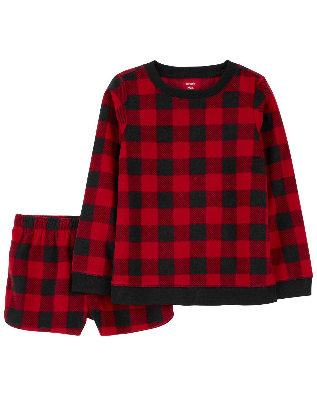 Kid 2-Piece Buffalo Check Fleece Pajamas