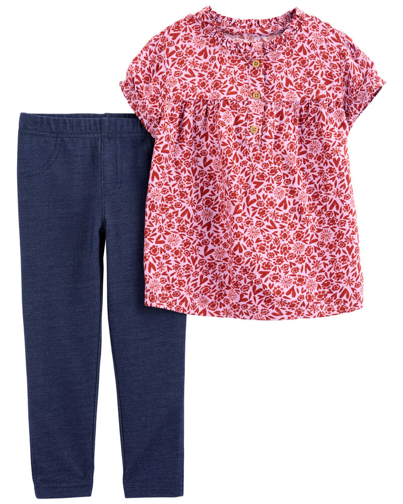 Toddler 2-Piece Floral Top & Jegging Set, image 1 of 3 slides