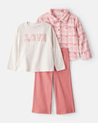 Toddler Girl 3-Piece Long-Sleeve Layering Set - Pink, image 1 of 6 slides