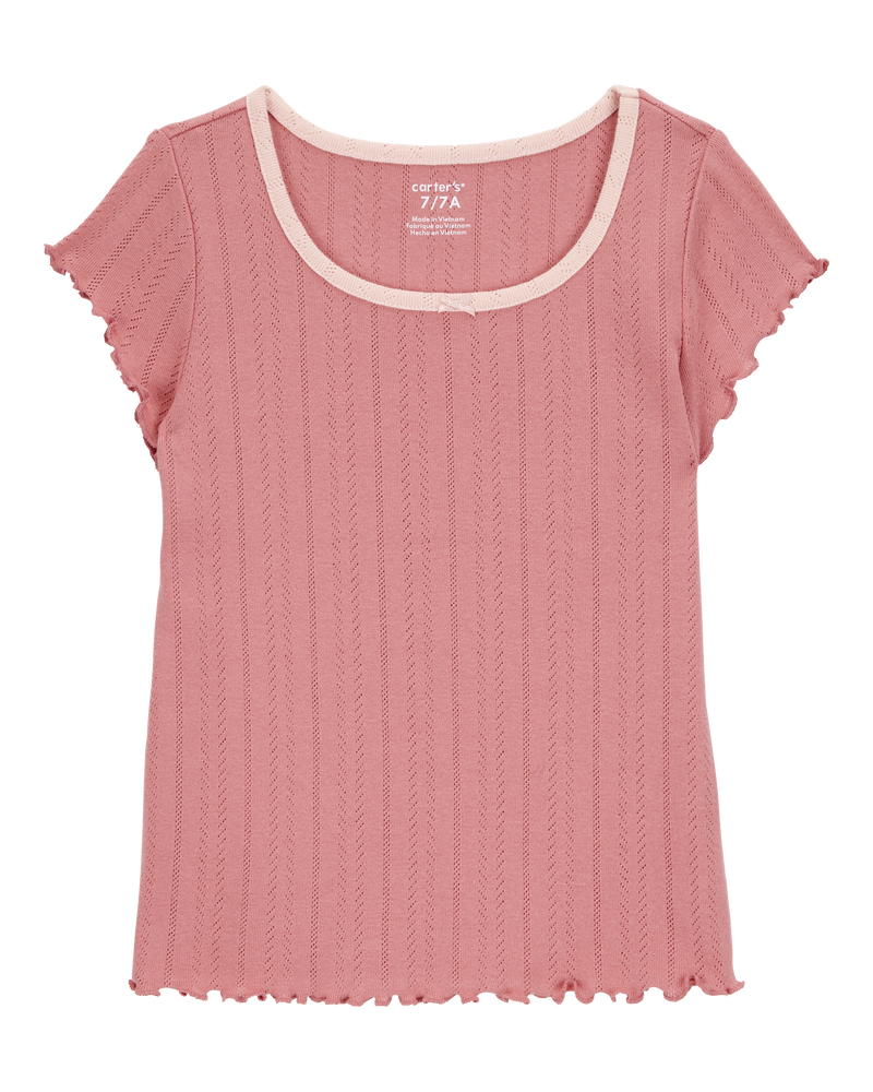 Kid 2-Piece Pointelle Tee & Butterfly Maxi Skirt Set - Pink, image 3 of 5 slides