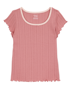 Kid 2-Piece Pointelle Tee & Butterfly Maxi Skirt Set - Pink, image 3 of 5 slides