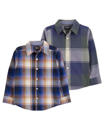 Toddler 2-Pack Button Front Shirts, 