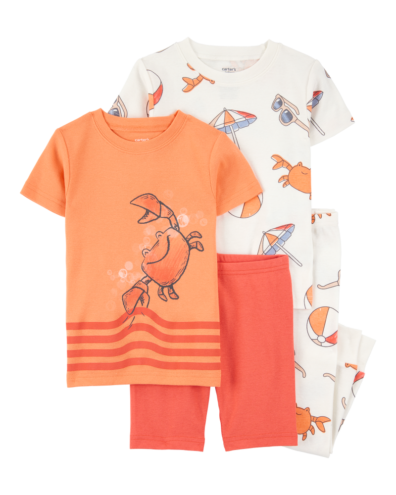 Baby 4-Piece Beach Crab 100% Snug Fit Cotton Pajamas - Orange, image 1 of 4 slides