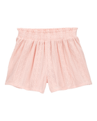 Kid Pull-On Smocked Shorts - Pink, image 1 of 5 slides