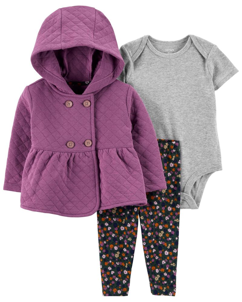 Baby 3-Piece Quilted Jacket Set, image 1 of 4 slides
