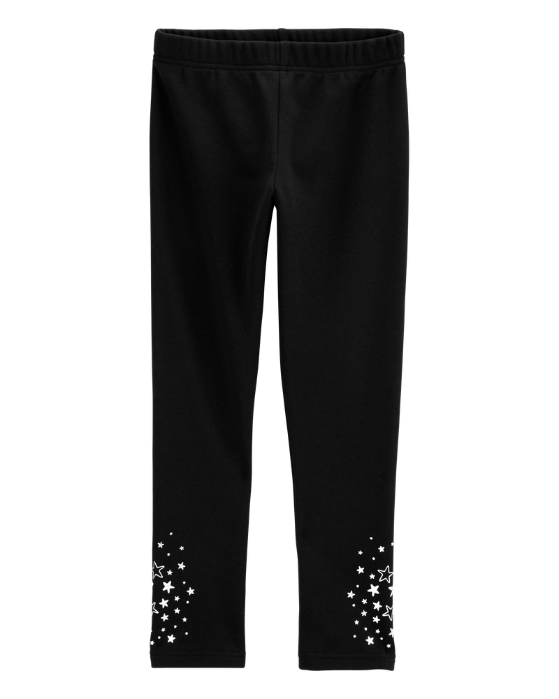 Kid Glitter Star Cozy Fleece Leggings, image 1 of 6 slides