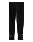 Kid Glitter Star Cozy Fleece Leggings, image 1 of 6 slides
