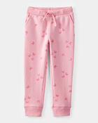 Toddler Butterfly Print Fleece Drawstring Joggers - Pink, image 1 of 4 slides