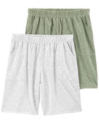 Kid 2-Pack Pull-On Slub Jersey Pajama Shorts, image 1 of 2 slides