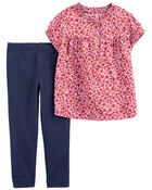 Baby 2-Piece Floral Shirt & Jegging Set, image 1 of 3 slides