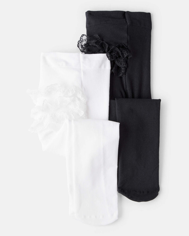 Baby Girl 2-Pack Tights - Black/White, image 1 of 3 slides